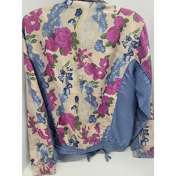 Hunt Club Vintage 90’s 100% Silk Floral Zipper Track jacket Sz Med Y2K - Picture 13 of 13